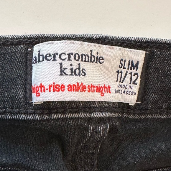 Abercrombie & Fitch Kids High Rise Ankle Straight Black Jeans Girls Size 11/12 - Picture 9 of 10